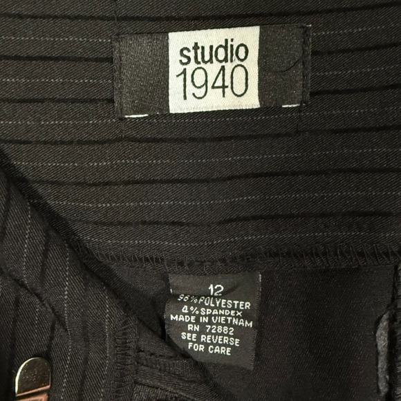 NWOT Studio 1940 Dress Pants Women's (35x32") Black Pinstripes Straight Workwear - Picture 4 of 7